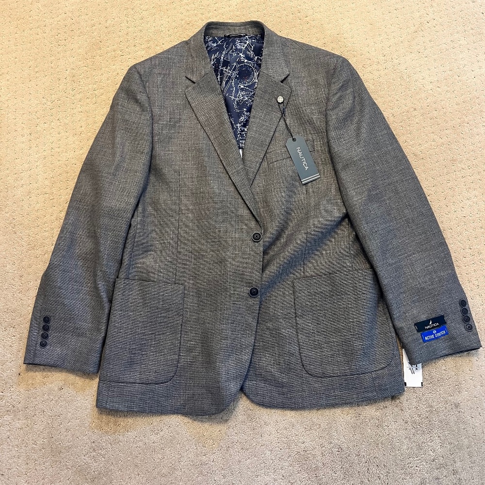 New 46R Nautica Branford Gray Modern Fit Sport Coat Blazer